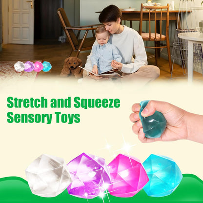 3pack Stress Cube Squishy Stress Balls for Adults Kids Fidget Toy for Your Best Mellow and Chill -Ice Cubes-Square Shape with Filling in Pink Purple Blue (3pcs Cube )