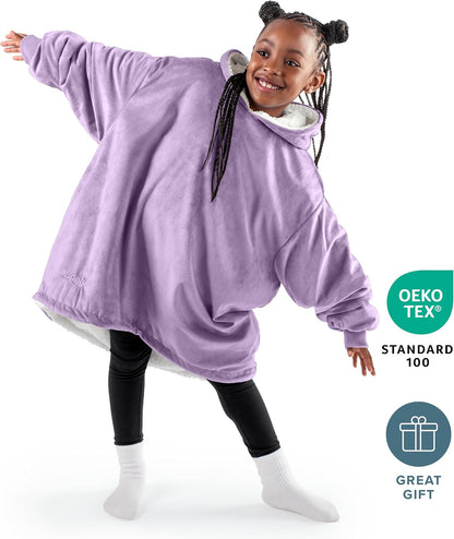 Bare Home Wearable Blanket Hoodie - Soft Plush Sherpa - Warm and Cozy - Oversized Wearable Blanket