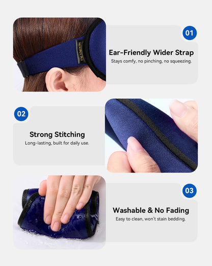 Weighted Blackout Sleep Mask for Men, 3D Contoured Zero Eye Pressure, Lash-Friendly Deep Eye Cups, Adjustable Slide Buckle Strap, Office Nap & Business Travel Essential, Relaxation Gift for Him(Black)