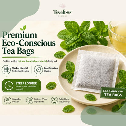 Organic Spearmint Tea Bags 100 Count – Spearmint Herbal Tea – Caffeine Free Mint Tea – Fresh, Smooth and Naturally Refreshing – Eco-Conscious Plant-Based Tea Bags by Tealise