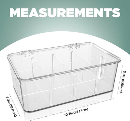 Utopia Home - Tea Bag Organizer With Lids, (1 Pack) Clear Pantry Storage Box - Stackable Partition Organizers or Holder With Lids For Drawers, Countertops, Fridge, Kitchen, Snack & Spice Organization