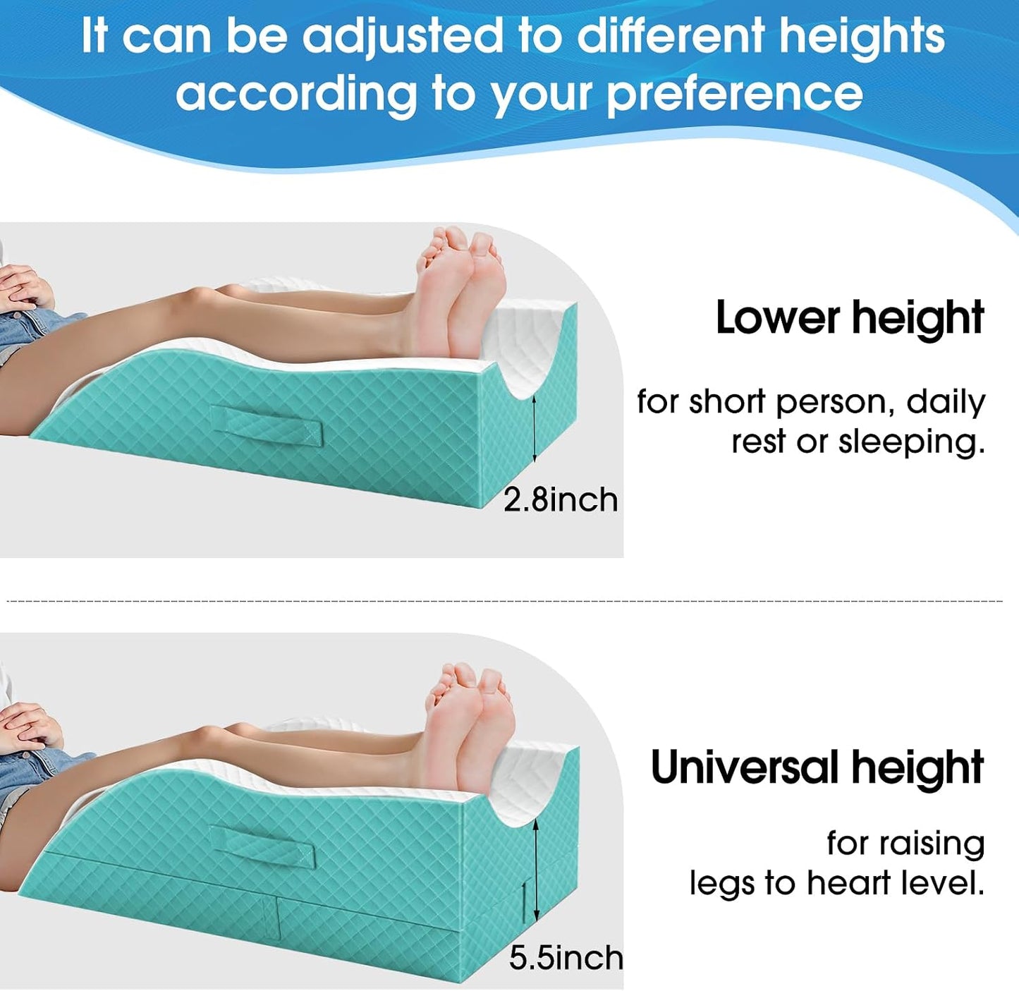 TranquilRelax Elevation Pillows for Leg After Surgery, Memory Foam Adjustable Wedge Pillow for Injury or Rest, Ankle Pillow for Sleeping Blood Circulation, Grey/Single Leg