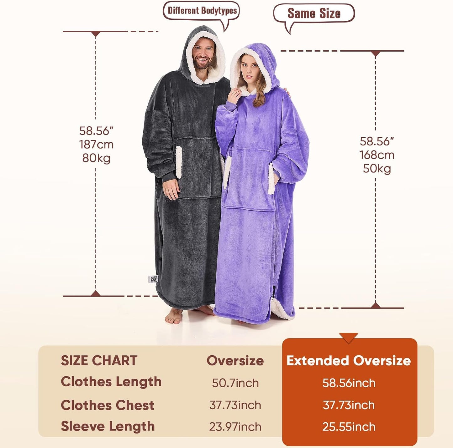 yescool Wearable Blanket Hoodie as Christmas Birthday Gifts for Women Mom - Colors B