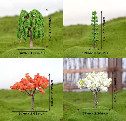 Cayway 26 PCS Outdoor Fairy Garden Miniatures Mini Zen Garden Accessories, Artificial Grass, Model Trees, Terrarium Ornaments, Dollhouse Supplies, Bonsai Decorative Craft Tools Kit