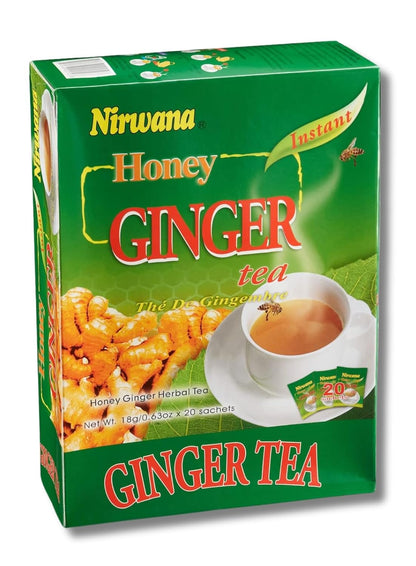 Nirwana Honey Ginger Instant Herbal Tea – The De Gingembre – Caffeine-Free Ginger Tea Bags with Honey Flavor, Smooth Herbal Infusion, Warm & Aromatic Tea (20 Sachets)