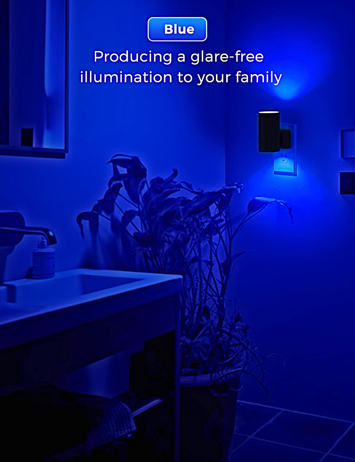 L LOHAS LED Night Light, Amber Nightlight, Dimmable Night Light, Light Sensor, Yellow Nightlight, 0-100LM, Sleep Light for Kids, Soft & Warm Light for Bedroom, Bathroom, 2 Pack