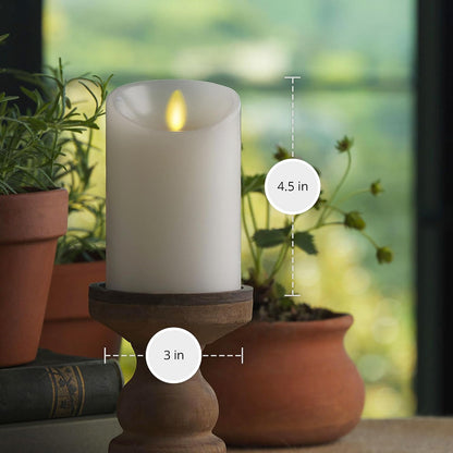 Luminara Flameless LED Battery Operated Ivory Pillar Candle, Flickering Realistic Moving Flame, 3" x 4.5" Luminous Real Wax Indoor Home Decor Pack of 1
