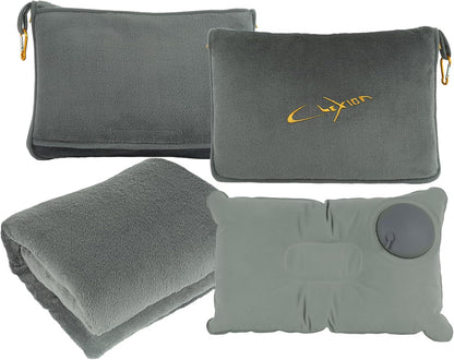 Compact Travel Blanket for Airplane, Premium Soft 2-in-1 Blanket with Pillowcase and Carry Bag, Lightweight Travel Essentials with Luggage Sleeve and Backpack Clip, Mint Green