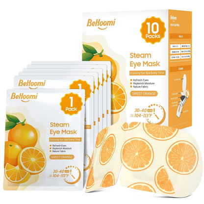 BeHoomi Steam Eye Mask, 10Packs Heated Eye Mask, Self Heating Disposable SPA Warm Compress for Eyes Sleep Mask, Travel Essentials & Relaxation Gifts for Women (Unscented)