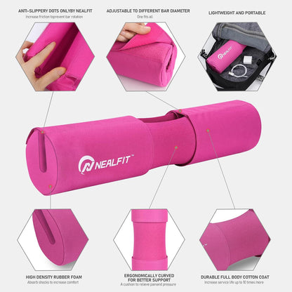 NEALFIT Barbell Pad Squat Pad for Squats—Squat Bar Pad—Great for Weightlifting,Lunges and Hip Thrusts—Foam Sponge Pad—Fit Standard and Olympic Bars Perfectly