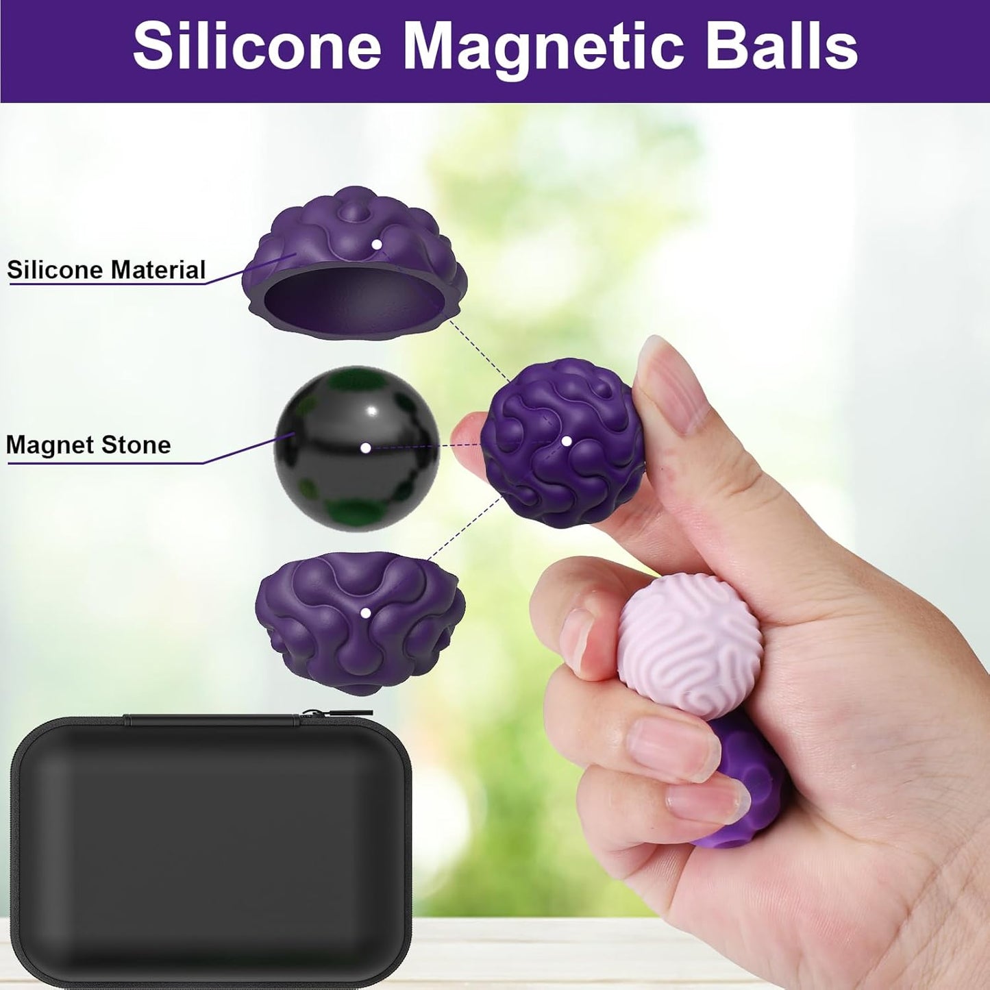BUSOHA Silicone Fidget Balls - 4 Pack Fidget Toys Adults Sensory Toys Stress Balls for Adults Teens Gifts for Calming,Autism and ADHD Office