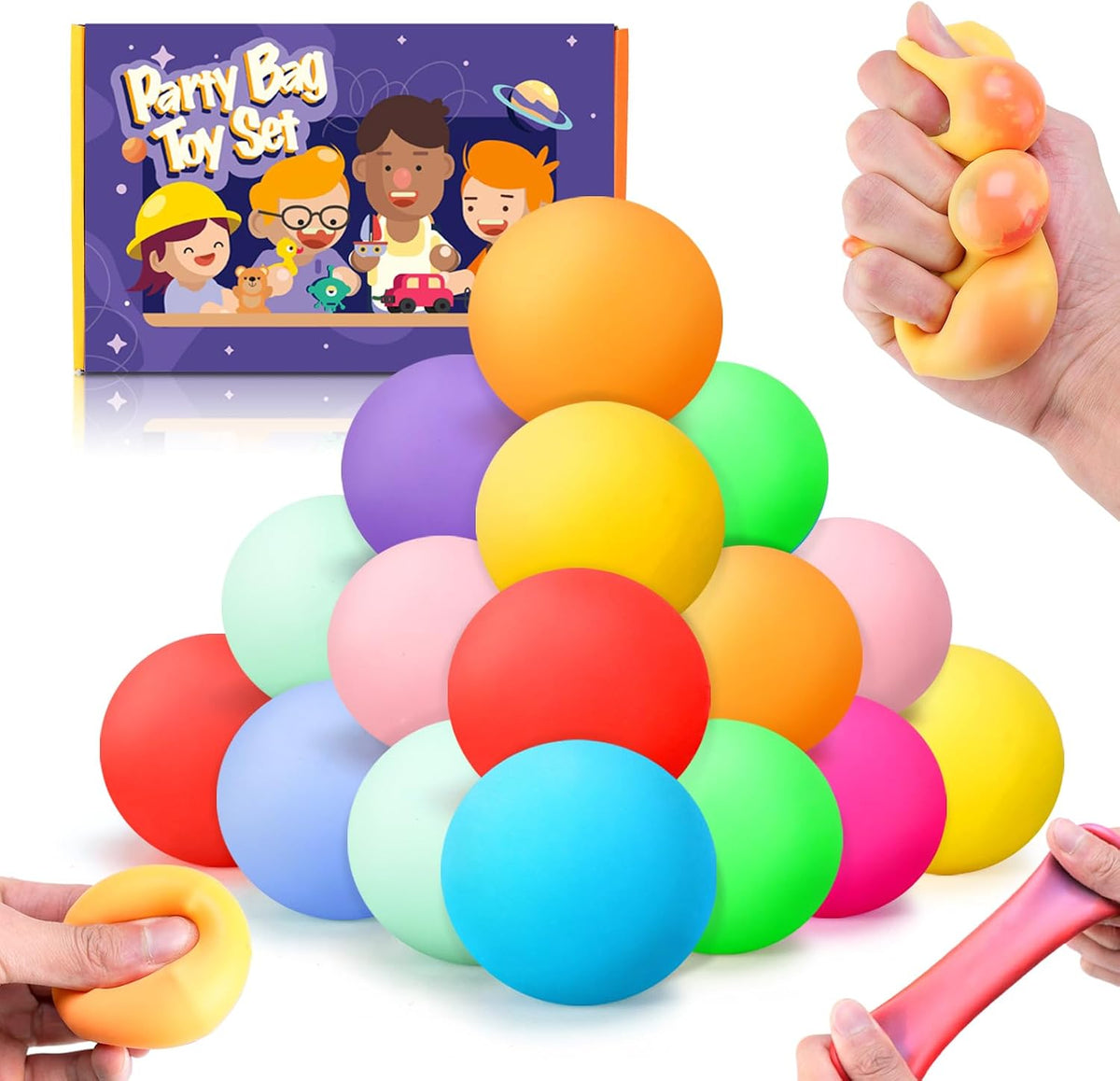 12PCS Color-Changing Stress Balls - Soft, Squeezeable Stress Relief Balls for Relaxation, Ages, Ideal for Parties, Home, Classroom, and Office Use, Slow-Rebound Design, Portable