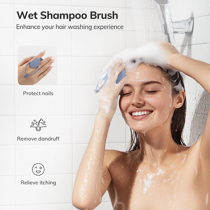 Sndyi Silicone Scalp Massager Shampoo Brush, Hair Scrubber with Soft Silicone Bristles, Scalp Scrubber/Exfoliator for Dandruff Removal, Wet Dry Scalp Brush for Hair Growth & Scalp Care, Oatmeal