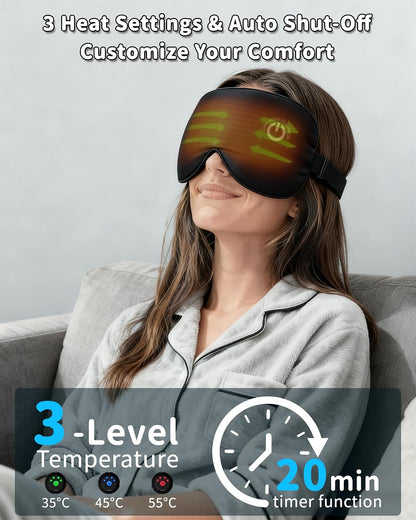 Heated Eye Mask for Dry Eyes, Cordless Rechargeable Warm Compress with 100% Mulberry Silk Cover, 3 Heat Settings, 20-Min Auto-Off, FSA-HSA Eligible Eye Mask for Home, Office & Travel
