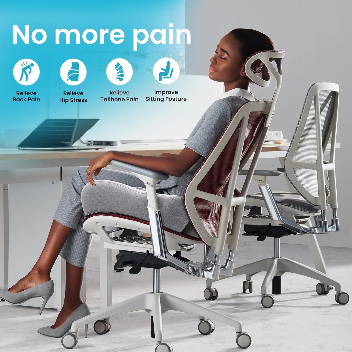 Benazcap Memory Foam Seat Cushion for Office Chair, Ergonomic Chair Cushions for Tailbone Pain Relief, Sciatica & Back Support, Office Chair Cushion & Car Seat Cushion