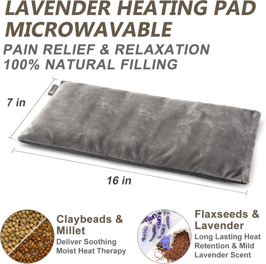 RelaxCoo Heating pad Microwavable with Washable Cover 6 * 12" Microwave Moist Heat Pad for Neck Shoulder, Cramps, Back Pain Relief, Warm Compress Rice Bean Bag Hot Pack for Muscles, Joints, Lavender
