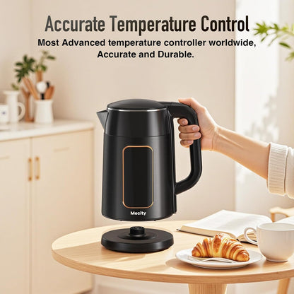 Mecity Electric Kettle 1.7L Touch Screen Temperature Control Water Boiler, No Plastic Contact with Water. 6 Preset Temperature Programs, 2 Hours Keep Warm, Auto Shut Off, Dark Grey