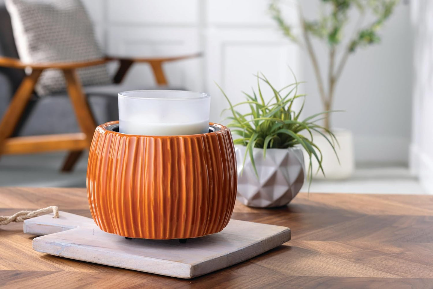 Candle Warmers ETC. Illumination Fragrance Warmer- Light-Up Warmer for Warming Scented Candle Wax Melts and Tarts or to Freshen Room, White Harmony