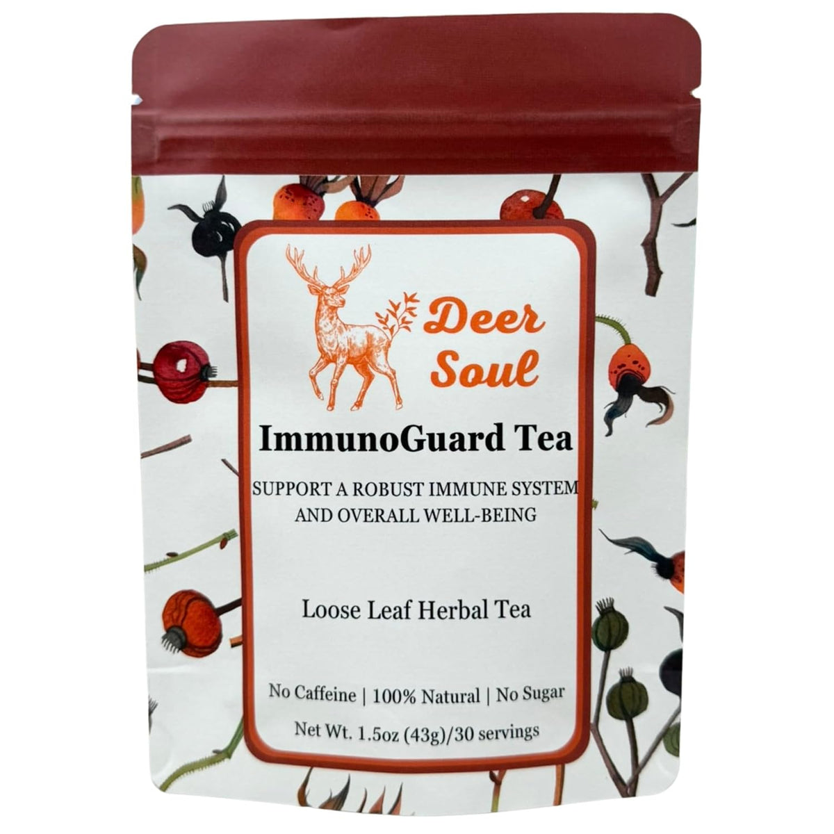 Deer Soul ImmunoGuard Herbal Tea with Astragalus, Burdock, Echinacea Root, Elderberry & Rose Hip | Loose Leaf Botanical Tea 1.5oz