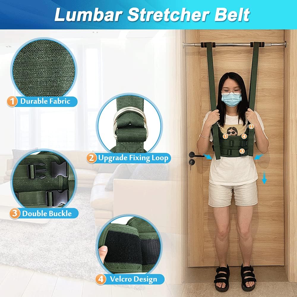 Back Stretcher Lumbar Traction Device Spinal Decompression Machine Lumbar Belt for Lower Back Pain Relief Sciatica Herniated Disc Back Alignment Device Hang Upside Down Stretch Back Harness (S 34~38)