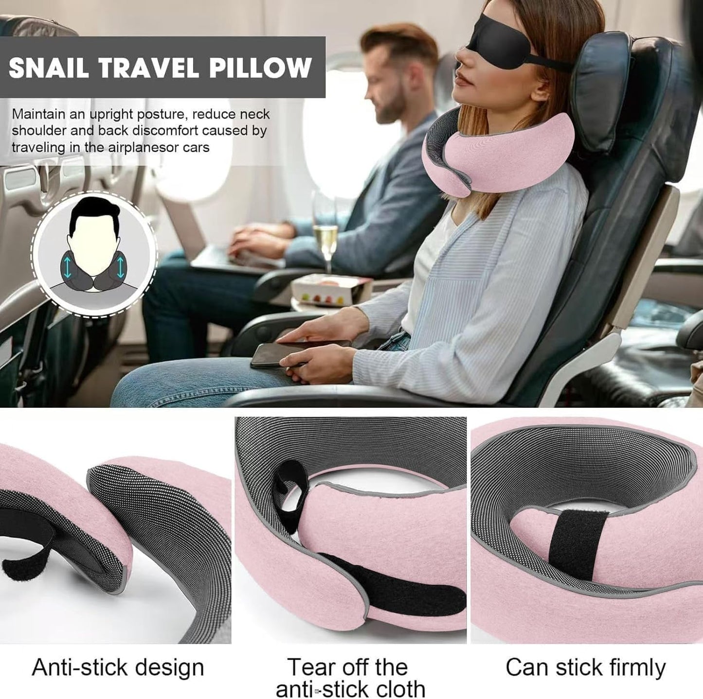 WEERSHUN Travel Pillow for Airplanes, 2026 New Memory Foam Neck Pillow with Chin Wrap for Traveling, Suitable for Airplanes, Offices and Cars (Dark Gray)