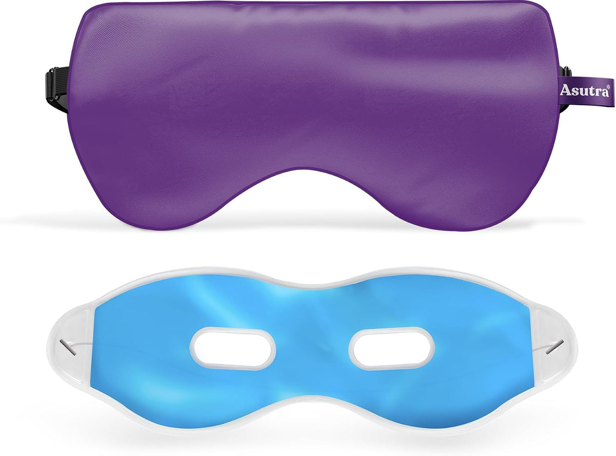 ASUTRA Silk Eye Pillow for Sleep, Black - Filled w/Lavender Buds (One Size)