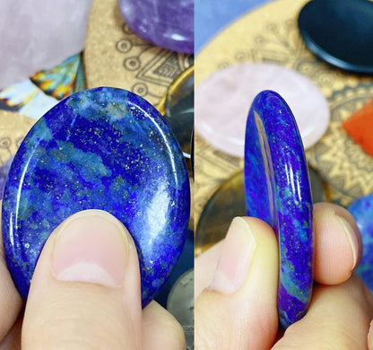 2PCS Worry Stone for Anxiety Tigers Eye Amethyst Healing Crystals Hand Thumb Stones Pocket Gemstones Meditation Accessories Oval Crystal Natural Relax Palm Stone Anxiety Relief Items Stocking Stuffers