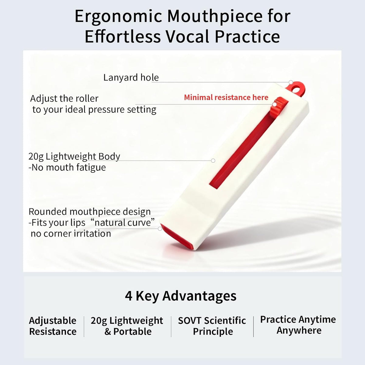 Varihum&Innvox Vocal Trainer Better Voice Vocal Trainer for Singing Voice Adjustable Resistance Breathing Training Whistle for Speech Warm-Up (Red)