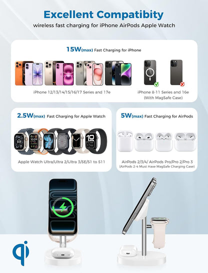 Mag-Safe Charger 3 in 1 Charging Station for iPhone Apple Watch AirPods