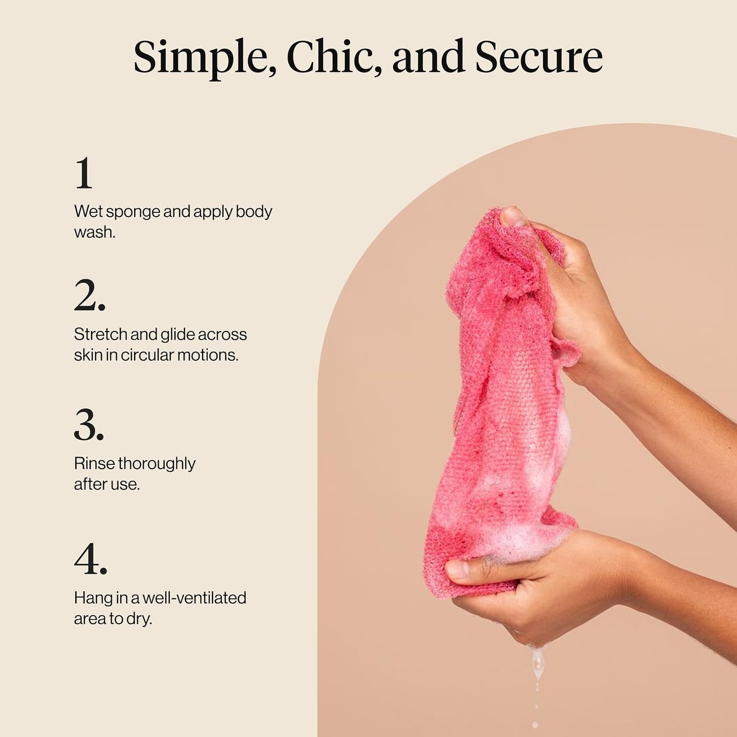 Kitsch African Net Sponge – Exfoliating Body Scrubber for Cleansing & Gentle Daily Exfoliation – Stretchable Bath Sponge for Hard-to-Reach Areas, Long-Lasting Shower Essential - Aqua Grey, 3 Pcs
