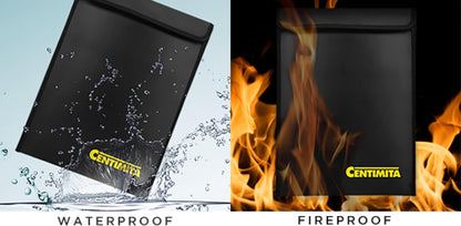 Fireproof Document Bag Waterproof Safe Folder - 2000℉ Money Bag with Zipper and 3 Document Protectors, 15”x11” Fire Proof/Waterproof Safe Bag, Important Document Holder, Fireproof Pouch,Fire Envelope