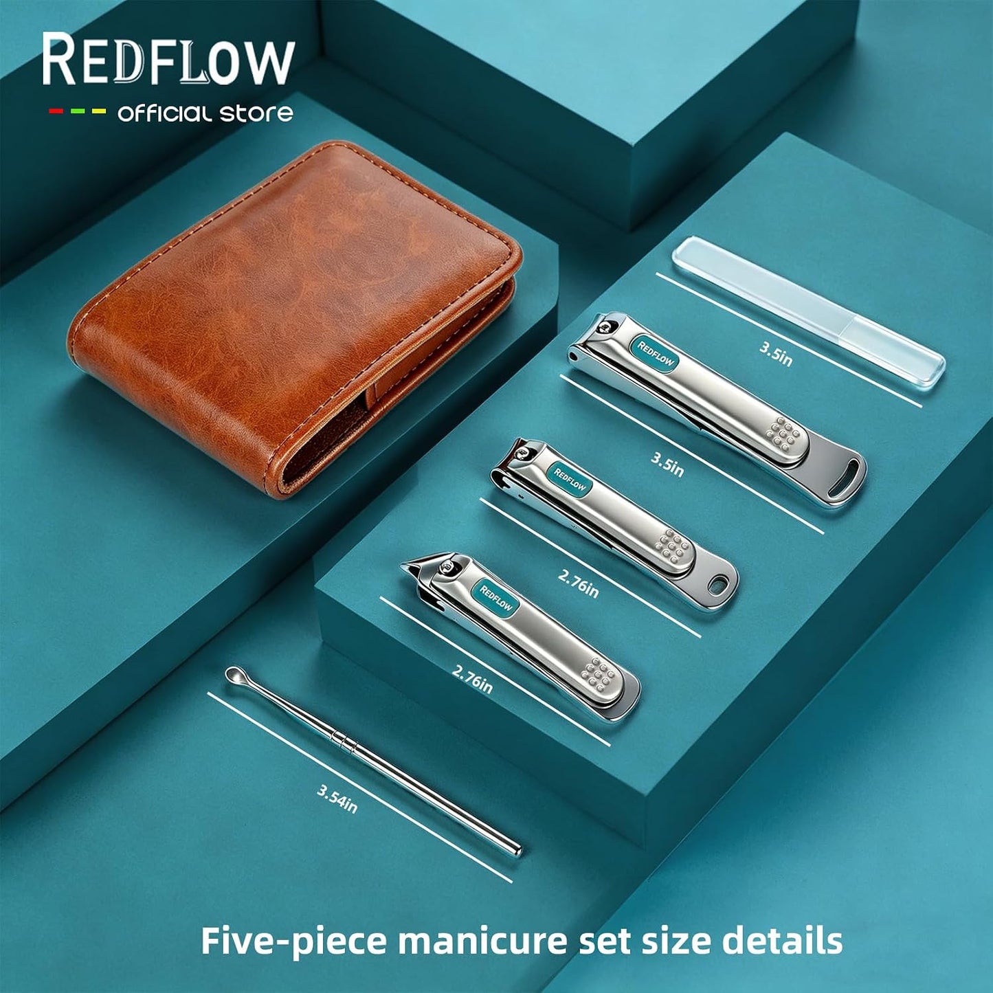 Nail Clippers Set (5 Pack), Including 1 Stainless Steel Nail Clipper, 1 Angled Toenail Clipper, 1 Large Fingernail Clipper, 1 Nano Nail File, and 1 Ear Pick; Suitable Nail Clippers for Men, Women