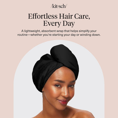 Kitsch Microfiber Hair Towel Wrap for Women – Ultra Absorbent Microfiber Bath Towels for Wet, Curly, Long or Short Hair – Anti-Frizz Hair Wrap, Great Hair Products Gift for Women – Pink