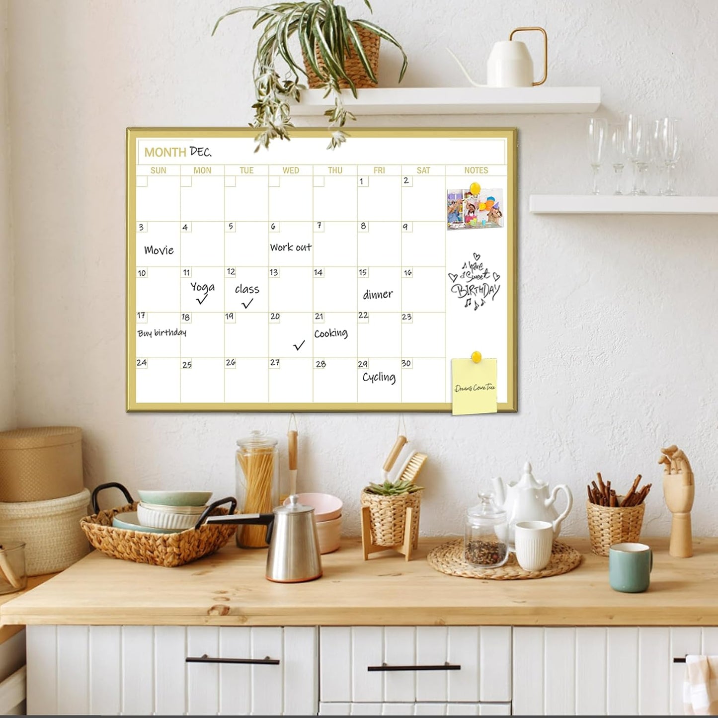 Gold Weekly Dry Erase Board for Wall,12"x16",Gold Metal Frame Weekly Planner Whiteboard for to Do List, Memo, School, Home, Office, Kitchen-GZ