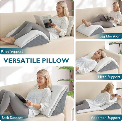 Shinnwa Knee Wedge Pillow, Patented Convertible Knee Pillow for Back Sleeping, Dual-Layer Memory Foam Triangle Pillow for Legs Post Surgery, Knee Support, Leg Elevation, Back Pain Relief