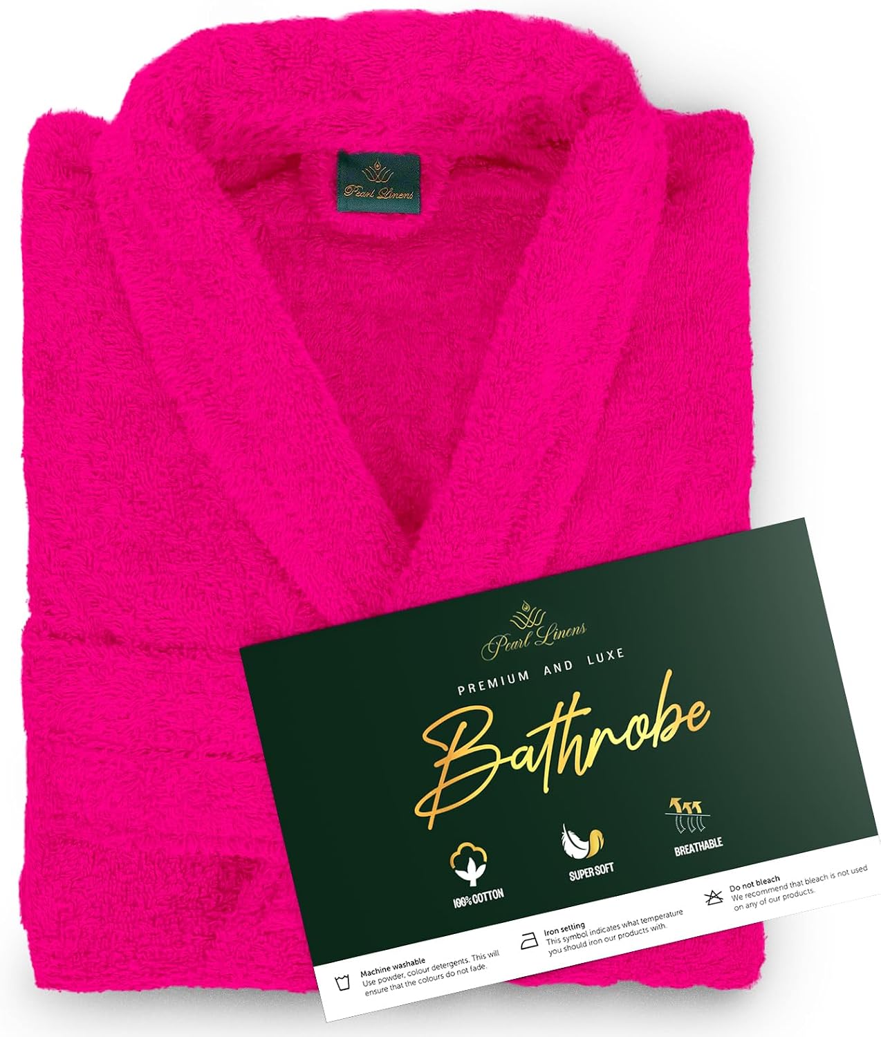 Pearl Linens Cotton Terry Shawl Collar Bathrobe - Soft, Lightweight & Absorbent Unisex Spa Robe for Women & Men - 1 Piece