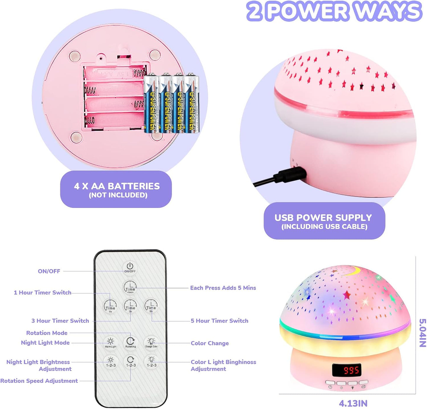 MINGKIDS Toys for 3-8 Year Old Girls Boys,Star Night Light Projector with Hard Projection Cover, Timer&Rotation,2-9 Year Olds Kids Chritsmas Birthday Gifts