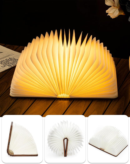 4.7 Inch Wooden Book Lamp, Book Lovers Gifts,Teacher Appreciation Gifts for Women, Folding Book Light, LED Ambient Lighting, Magnetic Mood Lighting for Home&Library Decor (Walnut)