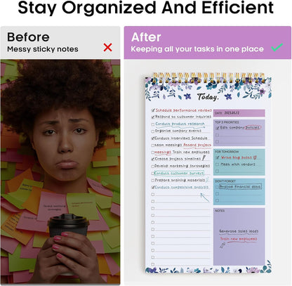 Taja To Do List Notepad, Undated Daily Planner for Work and Goal Setting