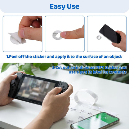 BESARME 60 Pcs NFC Stickers, NFC Tags Rewritable Blank Adhesive Labels