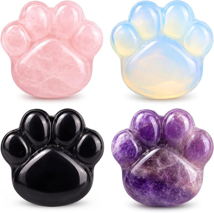 Roowest 4 Pcs Thumb Worry Stone for Anxiety Natural Crystal Healing Stone Chakras Amethyst Tiger Eye Quartz Pocket Hug Gift for Office Stress Meditation(Chromashift,Oval)