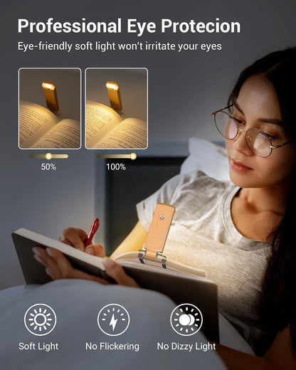 DEWENWILS USB Rechargeable Book Light for Reading in Bed, LED Book Reading Lights with Clip, Perfect for Bookworms, Kids, Warm White, Brightness Adjustable (Blue)