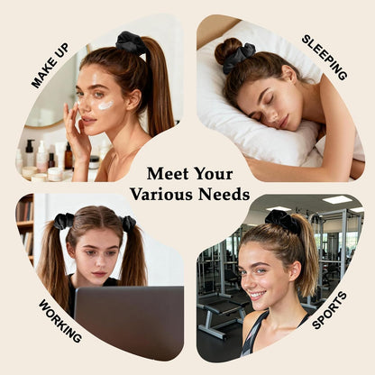 Satin Scrunchies for Women – 8PCS Blush & Brown Silk Hair Ties Set – No Crease, Frizz-Free, Gentle Elastic Hair Bands, Soft & Stylish Everyday Hair Accessories Gifts