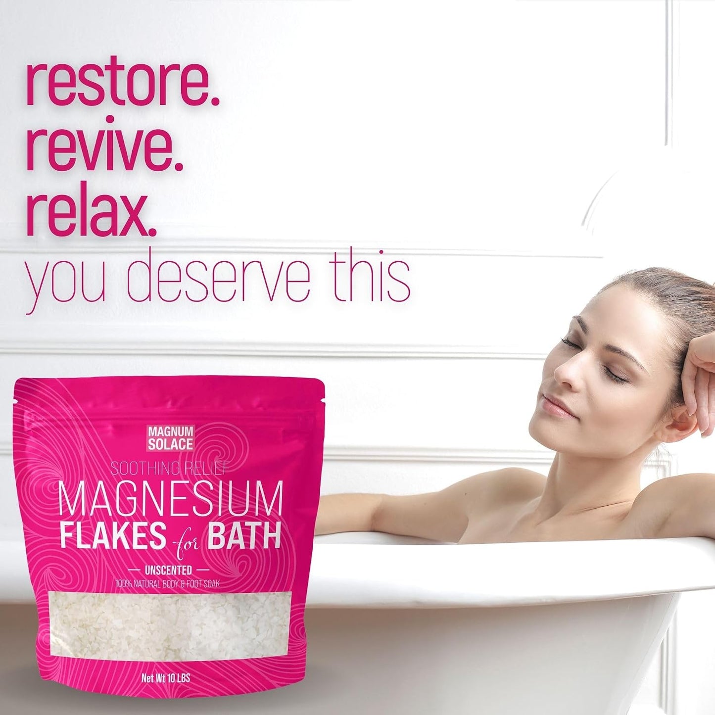 Magnesium Flakes for Bath - Magnesium Chloride Flakes Organic Pure - Unscented, 12 LBS