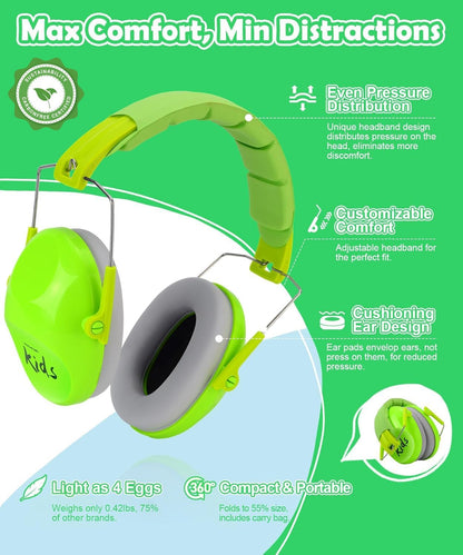 PROHEAR 032 Kids Ear Protection – Ear Muffs for Noise Reduction, 25NRR Noise Cancelling Headphones for Kids,Toddlers, Autism, Sensory Use, Hearing Protection – Orange