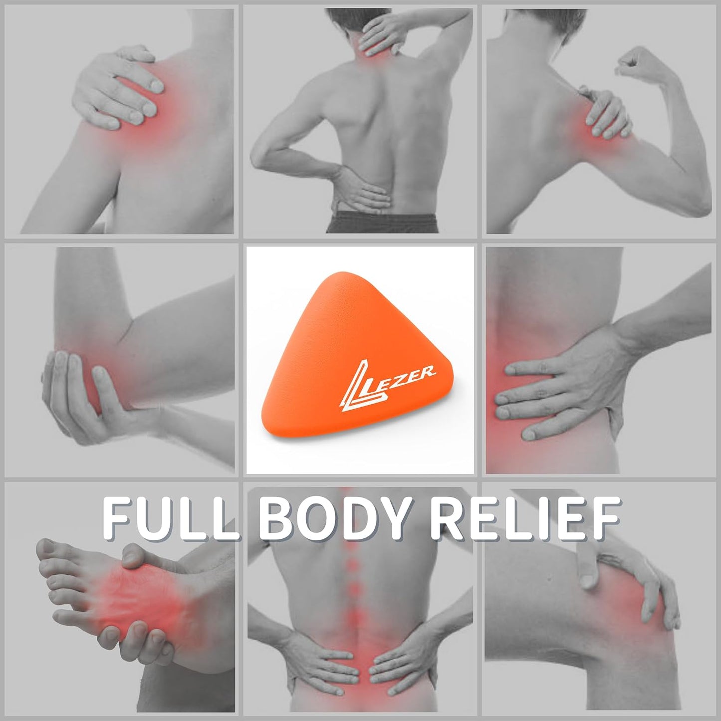LEZER, Trigger Massage Point, Manual Massage Ball, Muscle Knots Relief Tool, Myofascial Release, Physical Therapy, Plantar Fasciitis, Set of 2 (Orange Trigger and Black Ball)