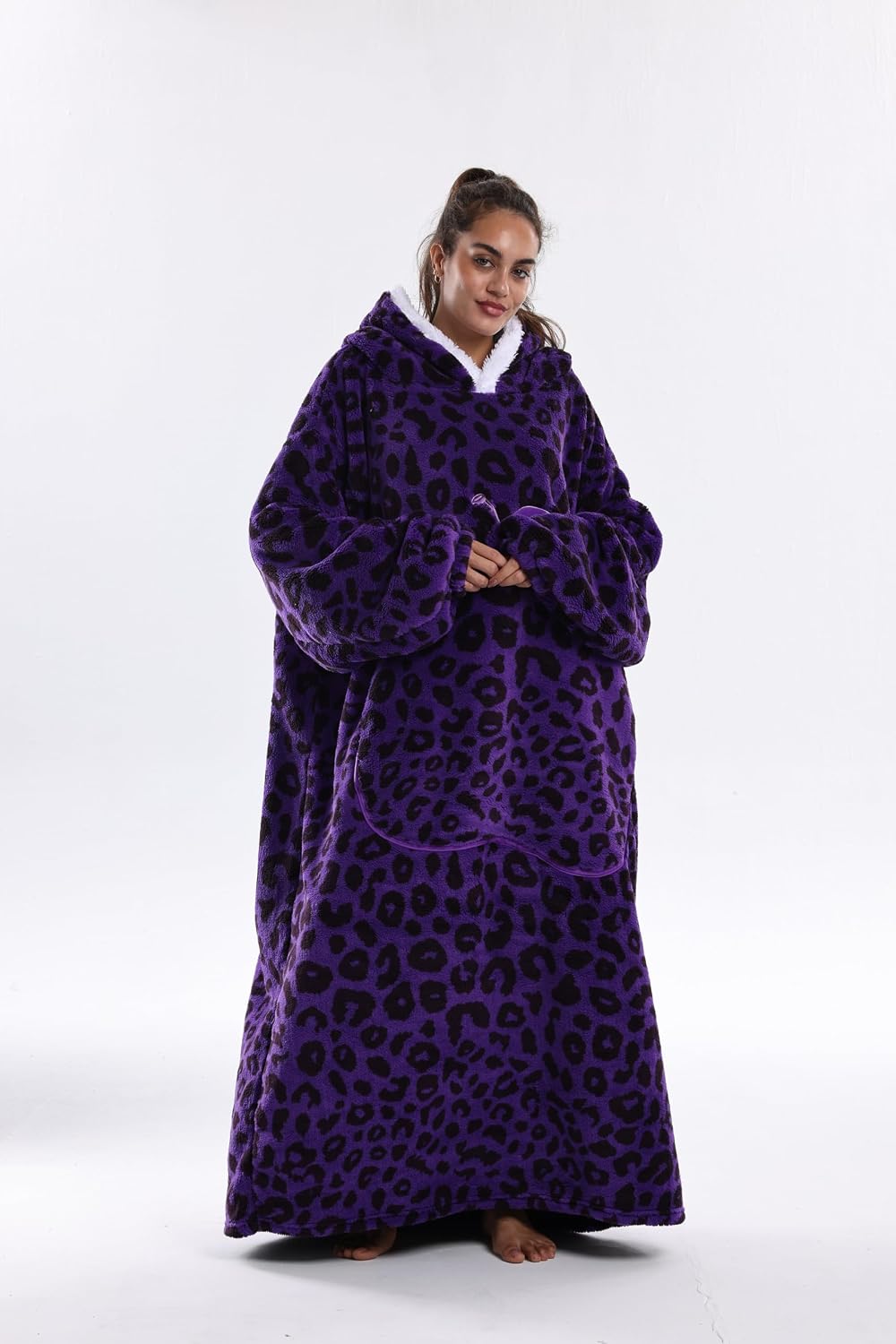 Capecage Blanket Hoodie, Long Hooded Blanket Sweatshirt as Birthday Gifts for Women Men, Long Wearable Blanket for Women Men.