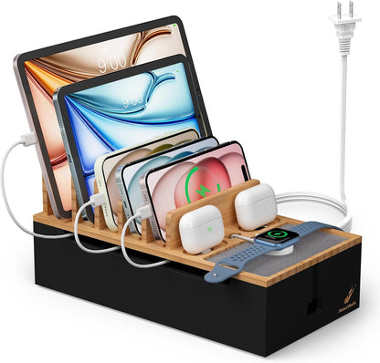 Pezin & Hulin Cell Phone Charging Station for Multi Devices-Natural Bamboo