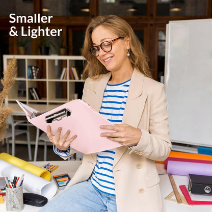 SKYDUE 3 Ring Binder with Clipboard, 13.2" × 10.2" Faux Leather 1 Inch Binder Organizer with 5 Pocket Dividers, Notepad, Labels & 2 Storage Pockets for Teachers, Students, Nurses & Office Work