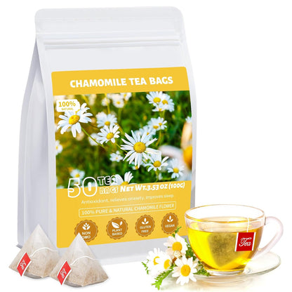 Peppermint Tea, 50 Tea Bags - Pure Peppermint Leaves, Caffeine Free Mint Herbal Tea Bags - Supports Healthy Digestion, Wellness & Refreshment (50 Counts, Pack of 1)